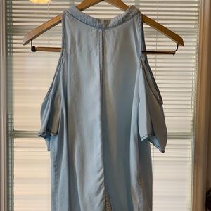 Cold shoulder denim shirt
